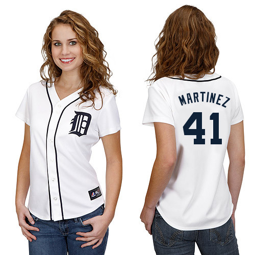 Victor Martinez #41 mlb Jersey-Detroit Tigers Women's Authentic Home White Cool Base Baseball Jersey
